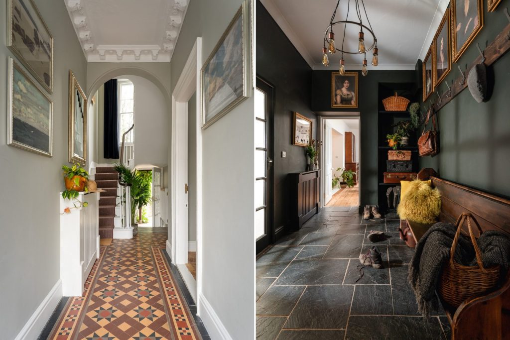 Devon period home – St Maur Cottage’s Victorian entrance with decorative tiles and classic features. Architectural photography by Sue Vaughton.