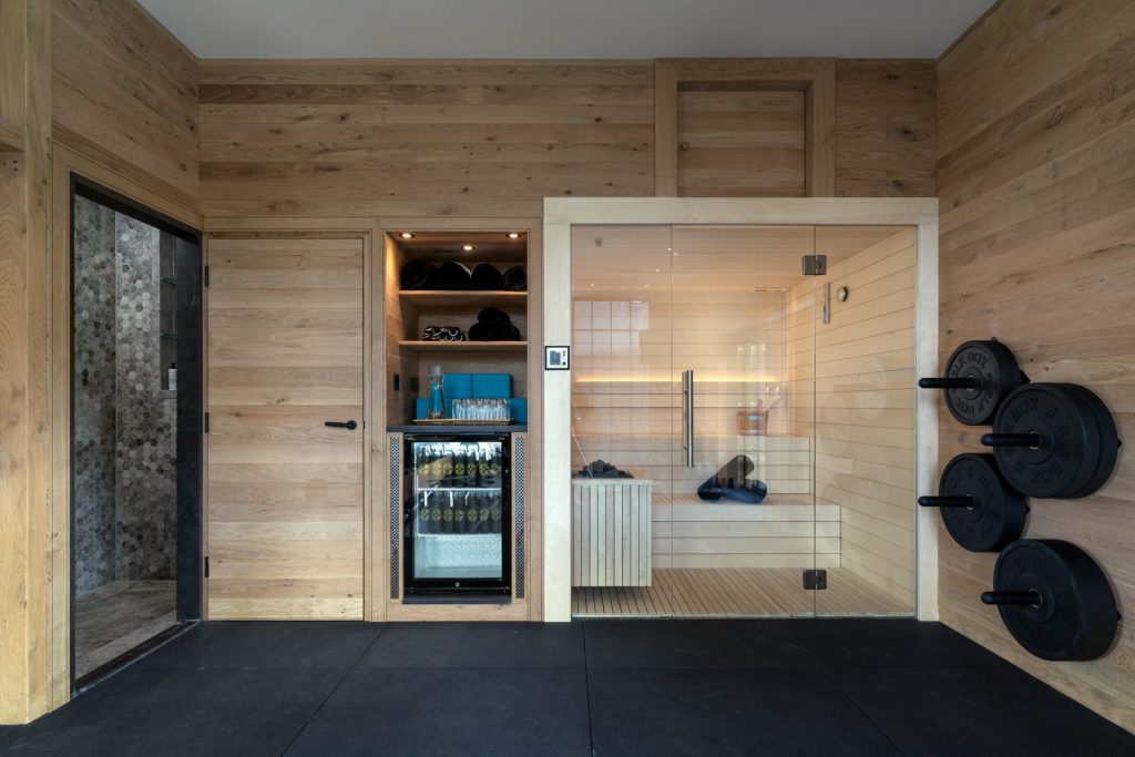 sauna at Bittescombe Lodge