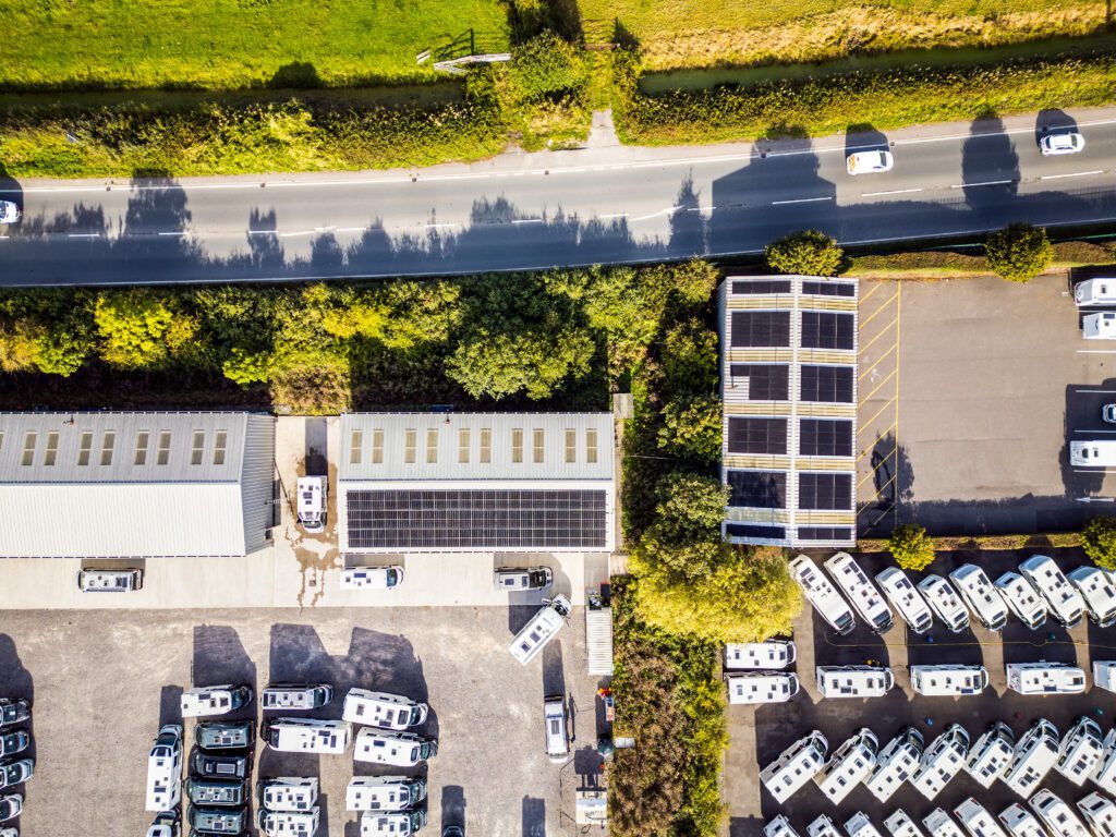 Forest Solar & Electrical Services – aerial and architectural ground photography of commercial and industrial electrical service installations by Sue Vaughton