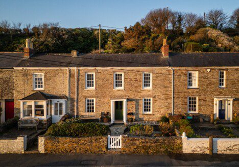 early morning light in porthscatho with an captured with an aerial photograph